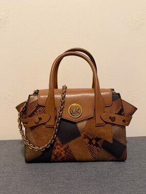 NWT Michael Kors Carmen Small Flap Satchel Luggage Multi Patchwork Leather
